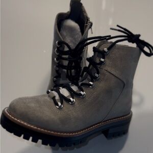 Women's Gray Lace-Up Ankle Boots